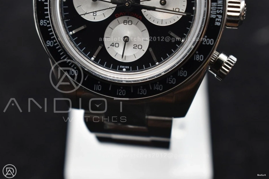 White Daytona A7750 ADGF Dial Best SS Bracelet Black on Edition SS 0311